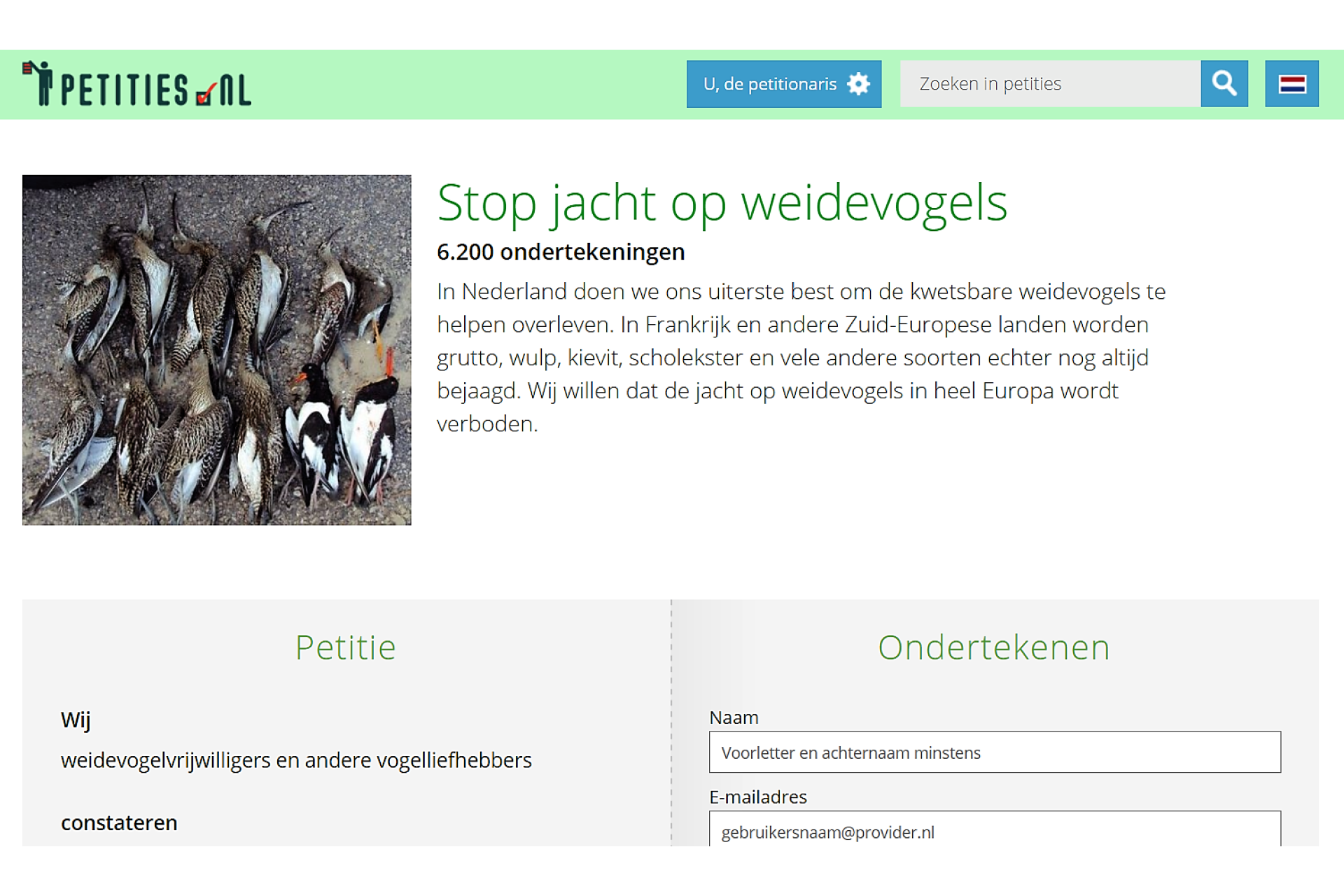 Petitie na een week op 6200 handtekeningen Petitie na een week op 6200 handtekeningen
